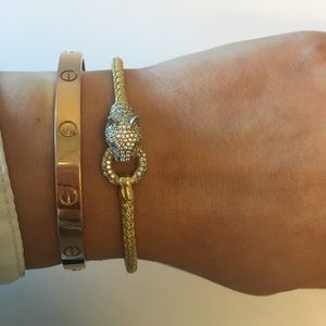 .925 silver, gold plated, jaguar bangle bracelet